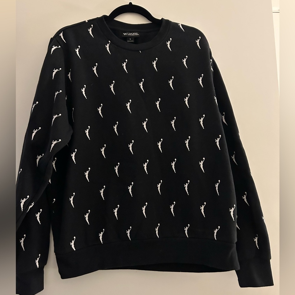 Wild Collective WNBA Black Logowoman All Over Logo Pullover Sweatshirt, L